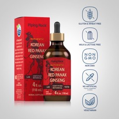 Korean Red Ginseng Liquid Extract | 4 Fl Oz | Panax Root | by Piping Rock