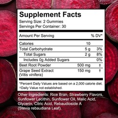 Beet Root Gummy Blood Pressure Support Heart Health Boosts Circulation 60 Pills