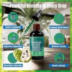 Soursop Pure Liquid Drops 10 in 1 with Sea Moss, Seed Turmeric, Black Moringa,