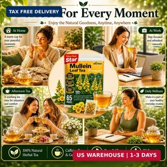 65 Count Value Pack Premium Mullein Leaf Tea Bags – 100% Pure Natural Herbal …