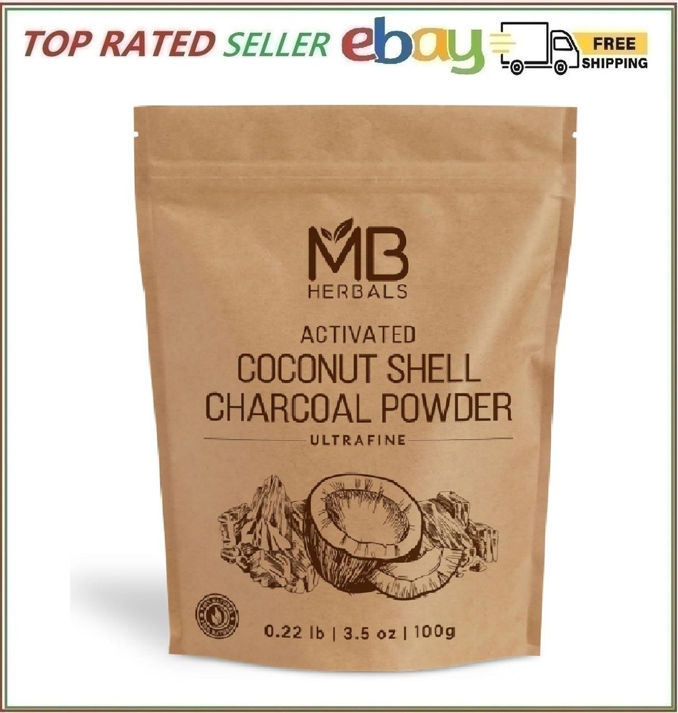 Carbon activado de coco 100 % Puro Natural en polvo 3.5 oz carbón New ys