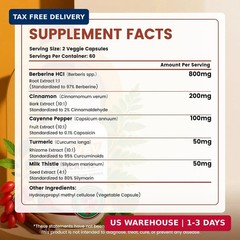 Berberine Supplement with Ceylon Cinnamon for Daily Wellness Support- 2 Bottles