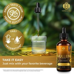 Mullein Leaf Extract Organic Lung Cleanse Drops for Lung Health Natural Herbal ✅