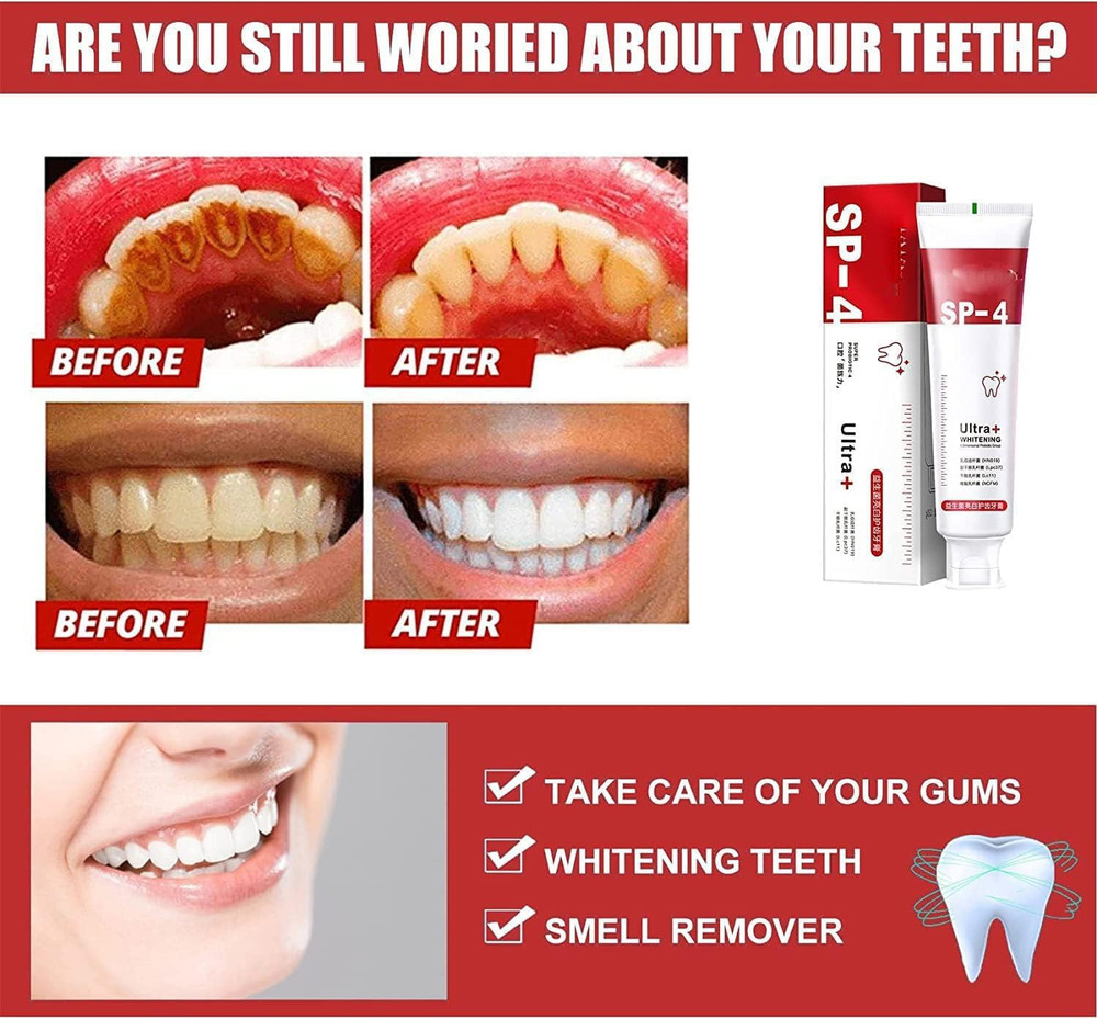 SP 4 Ultra Whitening Toothpaste for Teeth Cleaner & Advanced Stain Removal 50gm