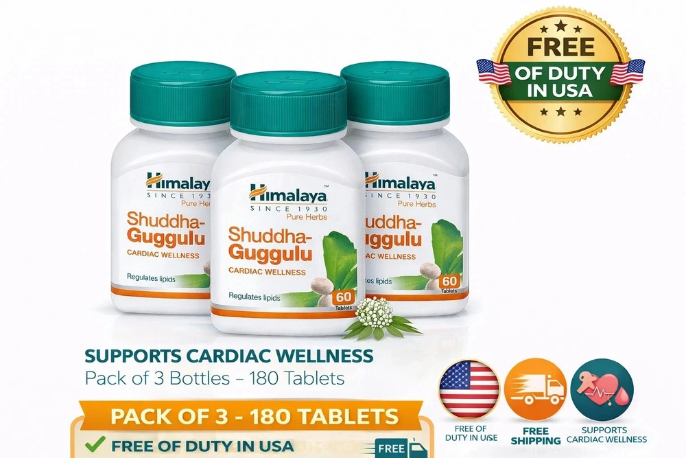 Himalaya Shuddha Guggulu 60 Tabs Herbal Supplement Pack of 3 Wellness Exp 05-27