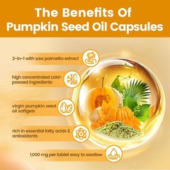 Aceite de Semilla de Calabaza con Saw Palmetto 3000mg Próstata y Cabello