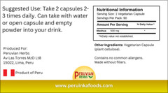 Mashua Capsules – FREE Shipping-1 Pack of 90 Vegetarian Capsules – Mashua Negra