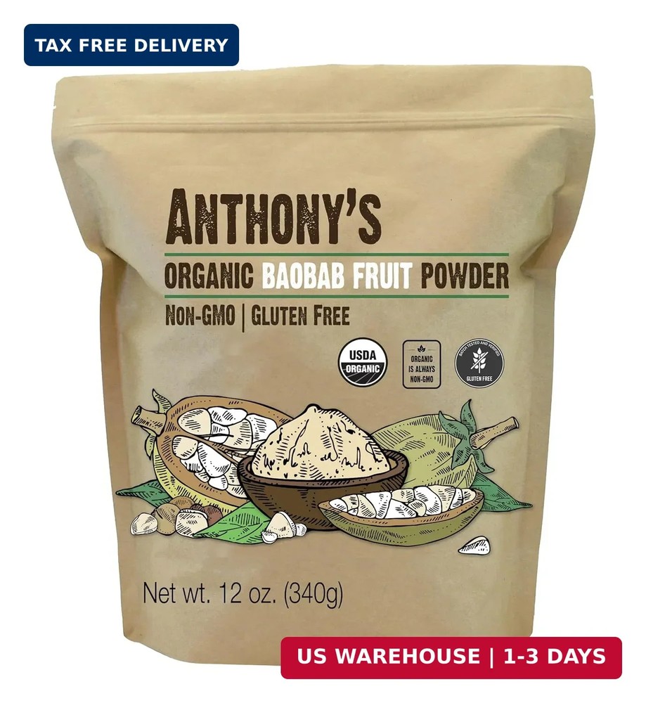 Anthony’s Organic Baobab Fruit Powder, 12 oz, Gluten Free, Non GMO