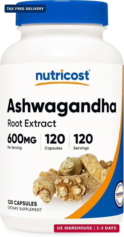 Ashwagandha Herbal Supplement 600mg, 120 Capsules, Gluten-Free | Veget