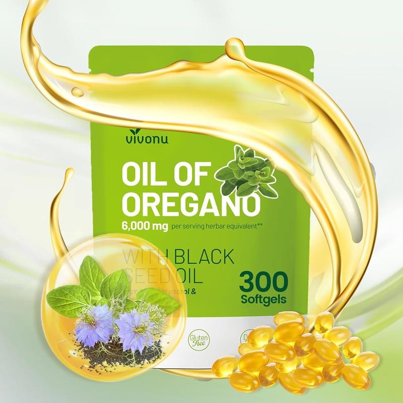 Oil of Oregano & Black Seed Oil Softgels w/ Carvacrol & Thymoquinone, Non-GMO++
