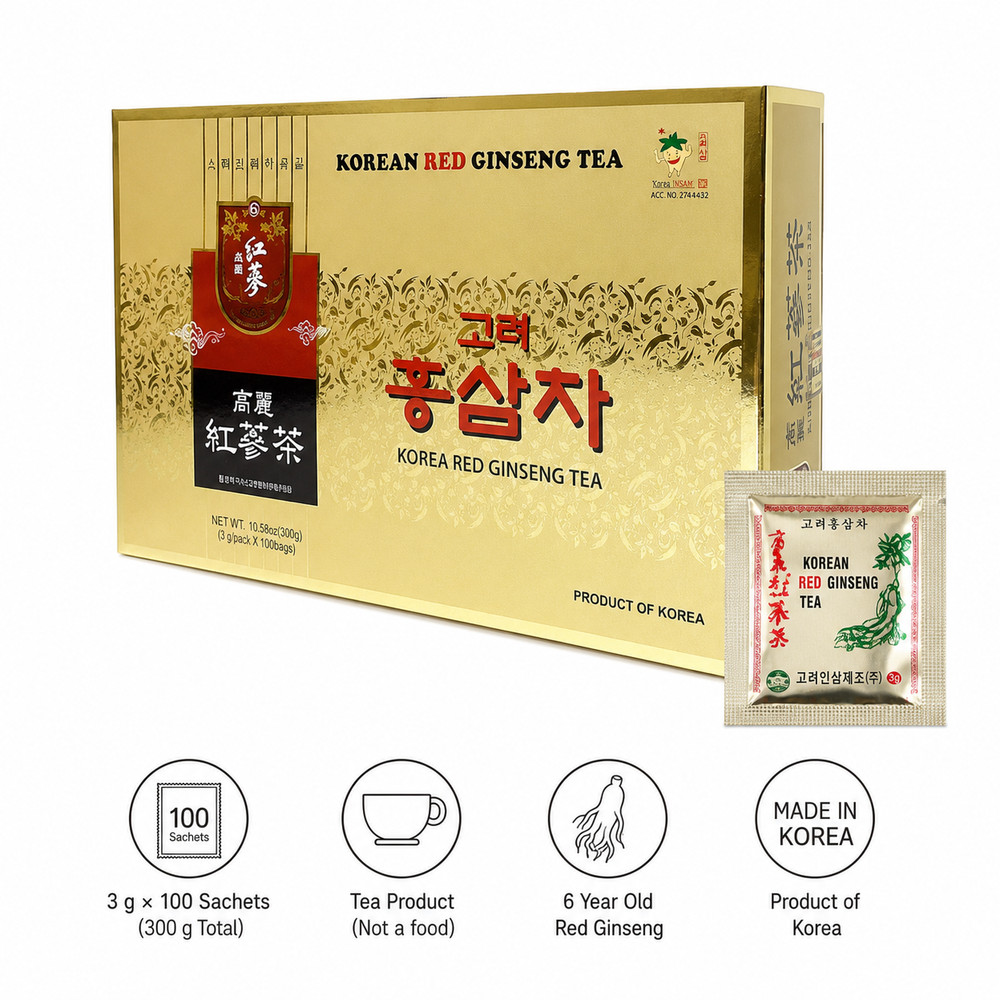 Korean Red Ginseng Tea 100 Packets 6-Year Old Premium Quality