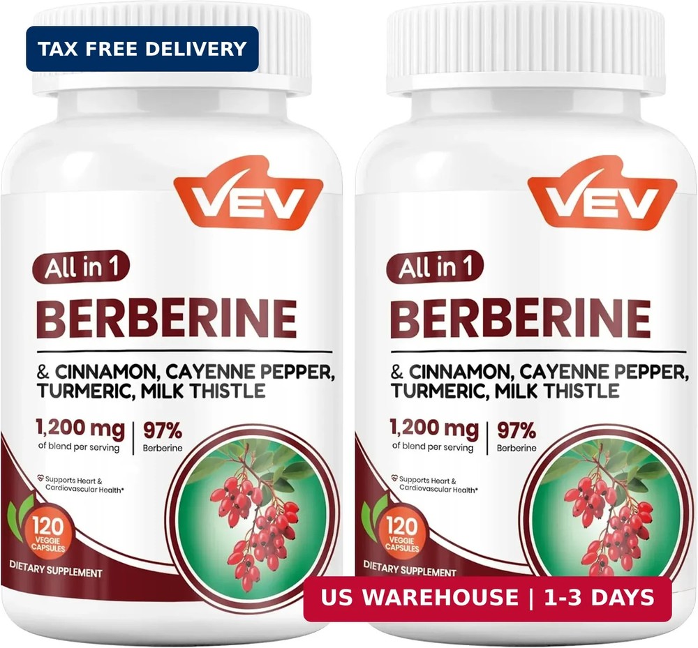 Berberine Supplement with Ceylon Cinnamon for Daily Wellness Support- 2 Bottles