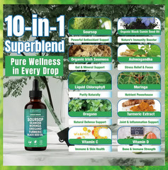 Soursop Bitters Liquid Drops 10-in-1 with Nori, Moringa, Turmeric, Black Seed/*