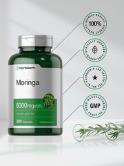 Moringa Oleifera Capsules | 6000mg | 300 Count | Non-GMO | by Horbaach