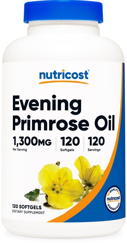 Nutricost Evening Primrose 1,300mg, 120 Softgels – Non-GMO, Gluten Free