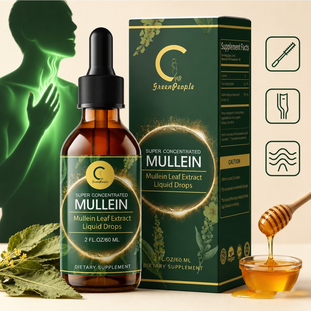 Mullein Drops for Lungs–Mullein Leaf Extract with Chlorophyll Liquid 60ml