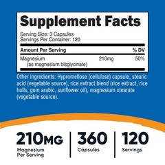 Nutricost Magnesium Glycinate Capsules (360 Capsules, 210 mg Per Serving)