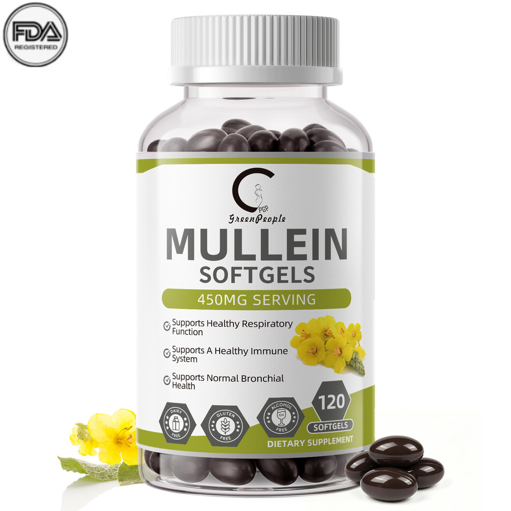 Mullein Leaf Softgels Natural Dietary Supplement for Lung Cleanse Detox 120ct