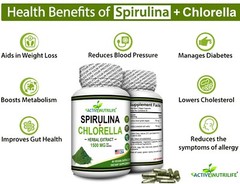 Spirulina powder + Chlorella powder 90 Vegan Capsules – Energy & Immune Booster