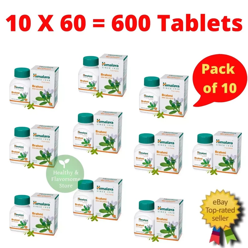 Himalaya Brahmi 60 Tablets (Pack of 10) – Natural Brain Support – Exp. 03/2027
