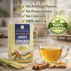 Ceylon Lemongrass Ginger Cinnamon Herbal Tea 25 Bags 100% Natural Wellness Drink