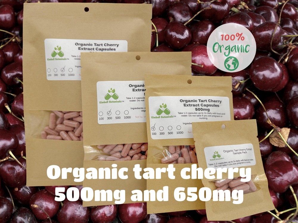 Organic Tart Cherry Extract (Prunus cerasus) capsules 500mg and 650mg