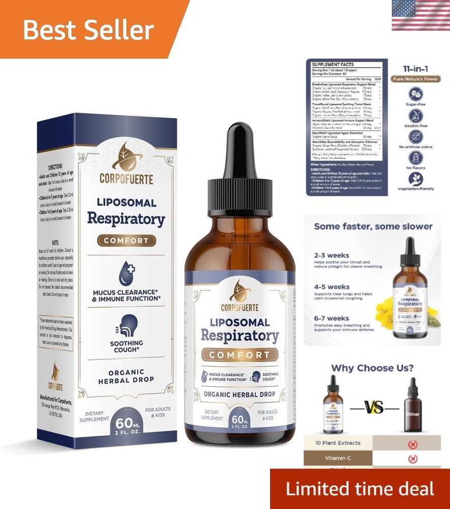 Family-Friendly 11 Herb Mullein Drops for Comprehensive Lung Support – 2 Fl Oz
