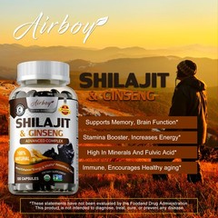 Shilajit & Ginseng 1500mg – Non-GMO – for Energy, Endurance and Stress Relief