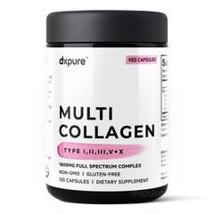 Multi Collagen Peptides Types I,II,III,V,X – 1600mg – 120 Capsules