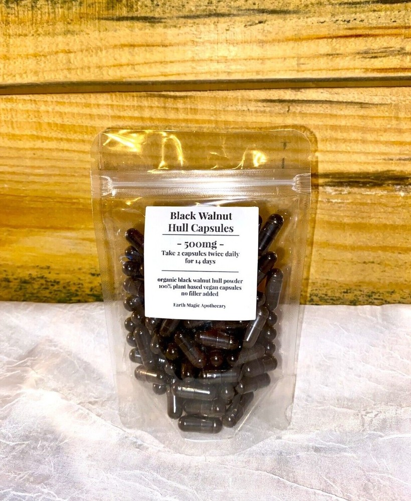 Organic Black Walnut Hull Capsules 50-100-150-200-300-500 Parasite Cleanse