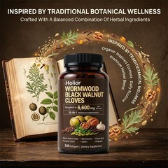 Holior 18-in-1 Black Walnut & Wormwood Herbal Blend For 240 Softgels