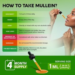 Mullein Drops for Lungs – USDA Organic Liquid – Mullein Leaf Extract Supplement