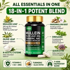 18-in-1 lung complex Mullein Extract Supplement, for Lungs Detox and Cleanse USA