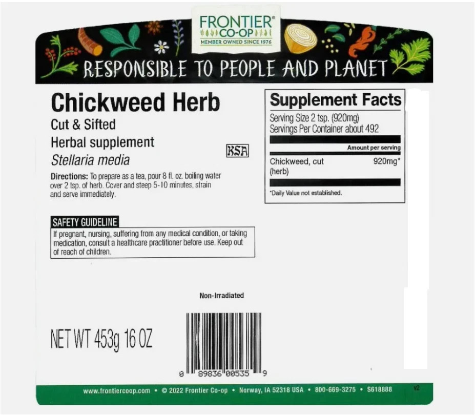 Frontier Co-op Chickweed Herb Cut & Sifted 1 lb (16 oz) Kosher Exp 10/2027
