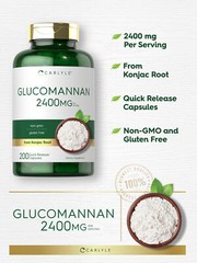 Glucomannan Capsules | 2400mg | 200 Count | Konjac Root | Non-GMO | by Carlyle