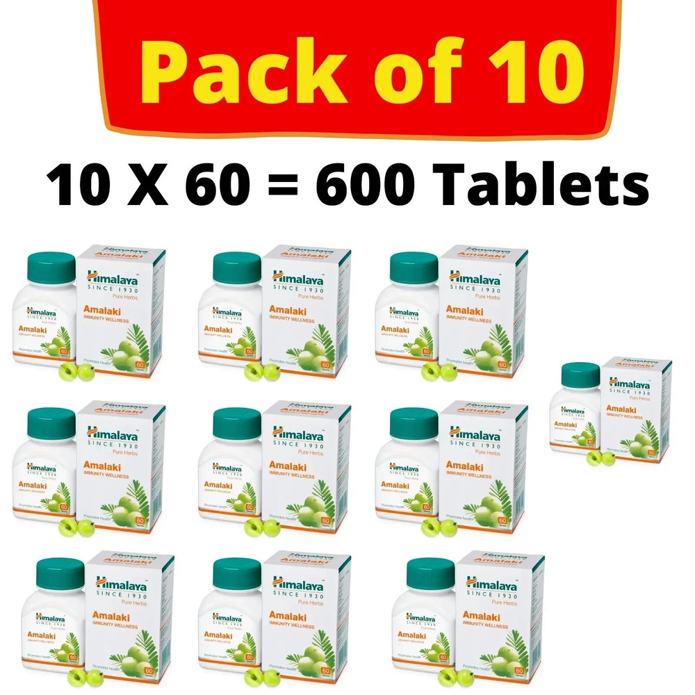 Himalaya AMALAKI Tablets Amla 10 Boxes 60 Tabs Each Box | FREE SHIP | Exp 2028