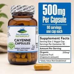 Pure Mountain Cayenne Pepper Capsules Organic Cayenne Supplement with Capsaicin