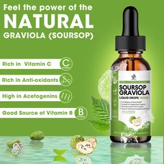 1/2/4*60ml Soursop Graviola Liquid Drops 1800mg Natural Antioxidant Immune Boost