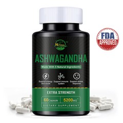 60pcs Ashwagandha Tablets High Potency for Relieve Stress,Anxiety Healthy Care
