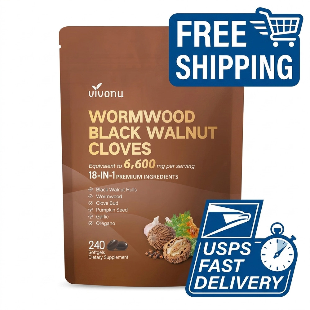Vivonu 18-in-1 Wormwood Black Walnut Clove Gut Detox Softgels 240 Count