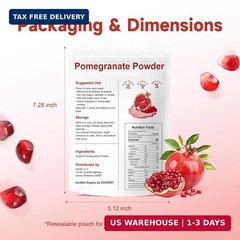 Organic Pomegranate Powder Pure Juice Non GMO Gluten Free Vegan Superfood 4oz