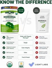 PURA VIDA MORINGA Organic Moringa Powder, Premium 100% Leaf Powder Single Origin