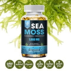 Organic Sea Moss 1000mg, Irish Moss, Bladderwrack Supplement 60/120 Capsules