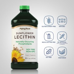 Sunflower Lecithin Liquid | 16 Fl Oz Oil | Vegan, Soy Free | by Piping Rock
