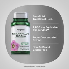 Marshmallow Root Capsules | 2000mg | 120 Count | Non-GMO | by Piping Rock