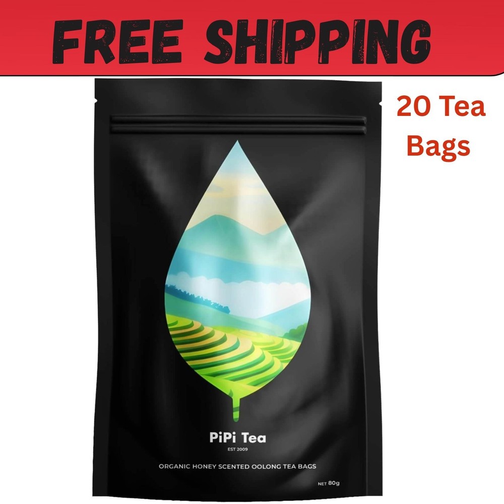 PiPi Tea Organic Oolong Bags – Whole Leaf, 20 (4g Each) 20