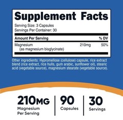 Nutricost Magnesium Glycinate Capsules (90 Capsules, 210 mg Per Serving)