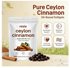 RESIA Ceylon Cinnamon Softgels with MCT Oil Herbal Cinnamon Extract for Dail…
