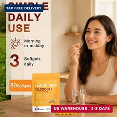 AIQIUSHA Nattokinase 10,000 FU with Serrapeptase, Bromelain & CoQ10, Triple Enzy