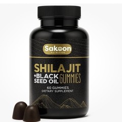 Pure Shilajit Gummies, Men & Women, Shilajit W/ Black Seed Oil 60Pcs, 10/19/26